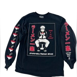 Naruto Shippuden Ichiraku Ramen Shop Long-Sleeve Black T-Shirt Med